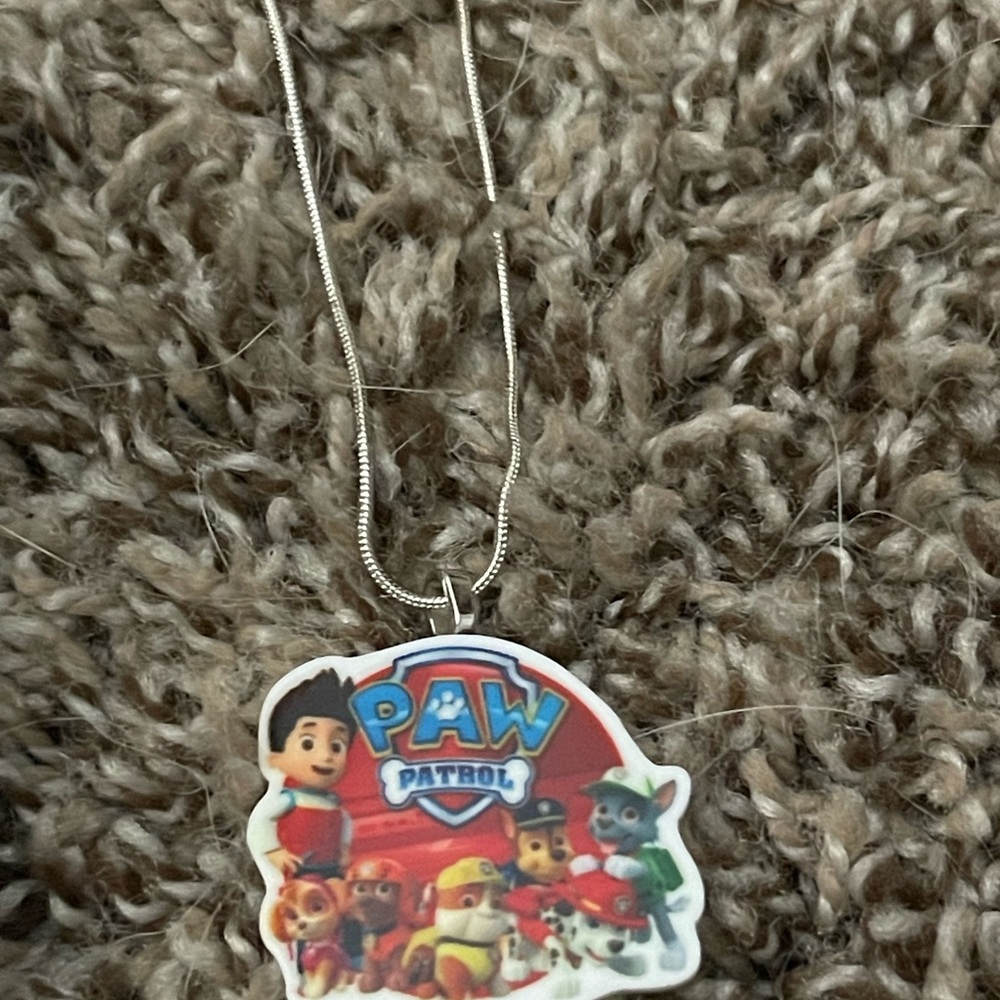 Paw Patrol Silver Necklace with Colorful Pendant